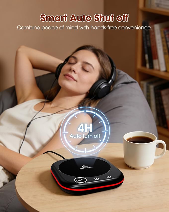Coffee Mug Warmer - 36W Cup Warmer for Desk with Temperature Display & Ambient Light, 1-12 H Timer, 4 H Auto Shut Off, Smart Candle Warmer, Gift for Coffee, Tea, Milk, Beverage