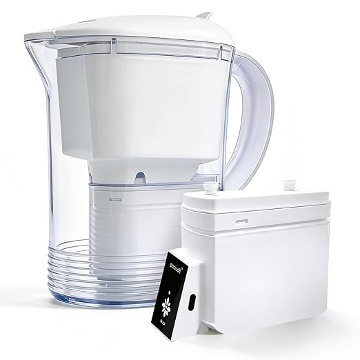 Electric Water Filter Pitcher for Tap and Drinking Water,Long-Life Filter，Removes 99% Lead, BPA-Free, Fits Fridge, for Tap Water Purification (White)