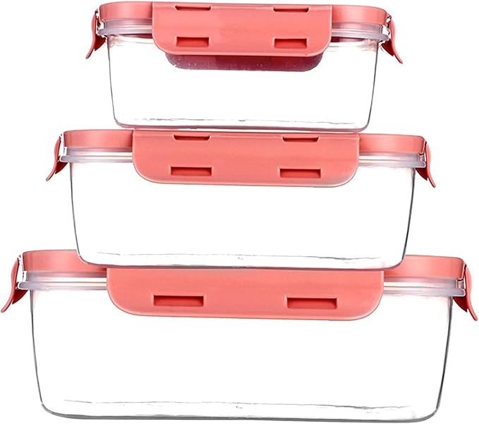 Food Storage Containers with Airtight Lids - Plastic Meal Prep Containers - Lunch Containers, Microwave, Dishwasher,and Freezer Safe (Pink)