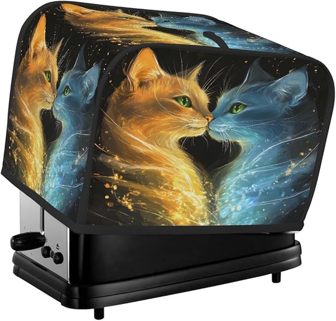 Animal Cat Fire Toaster Cover 4 Slice Dust and Fingerprint Protection Toaster Bread Maker Covers Washable Kitchen Small Appliance Covers for Kitchen Accessories Decor Bakeware Women Gift