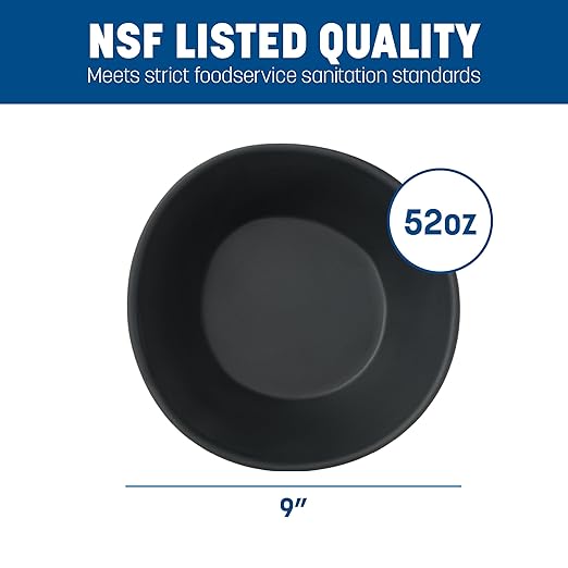 Carlisle FoodService Products Ridge Reusable Plastic Bowl for Home and Restaurant, Melamine, 52 Ounces, Slate, (Pack of 12)