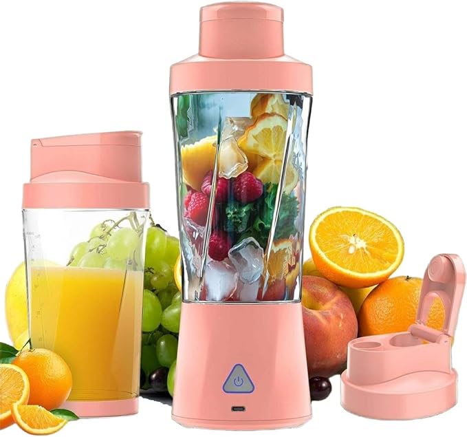 Personal Juice Blender With 24-Ounce Capacity Portable Mixing Cup USB Rechargeable Smoothie Maker BPA-Free With Leak-Proof Lid Suitable For Travel Fitness Camping And Home Use (Pink)