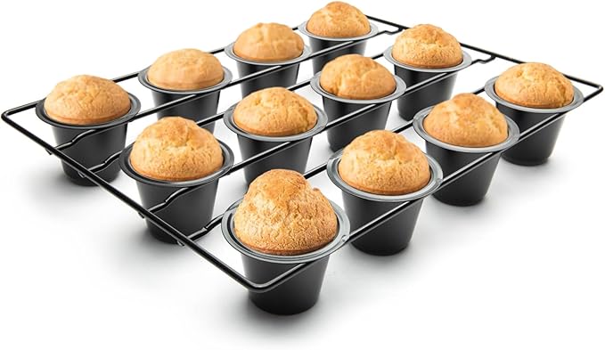 Fox Run 4758 Linking Mini Popover Pan, Carbon Steel, Non-Stick, 12-Cups