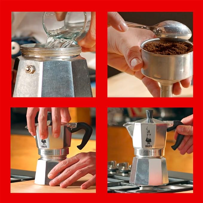 Bialetti Moka Express Iconic Italian Stovetop Espresso Maker (Natural Silver, 6 Cups)