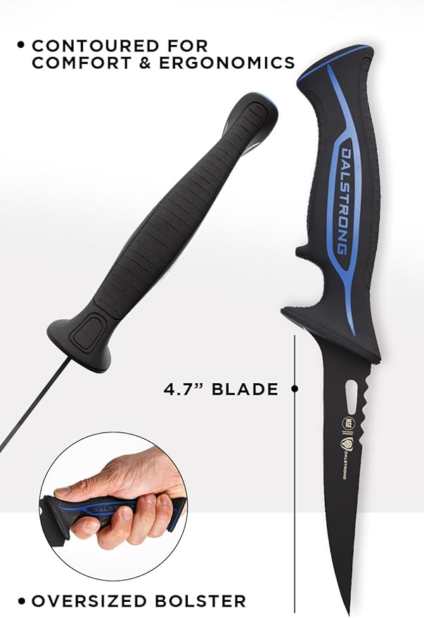 Dalstrong Fillet Knife-Night Shark Series 4.7” Flexible Fish Knife for Filleting and Cleaning -High Carbon Steel-Titanium Coated Blade-Sharp Kitchen Knife-Polypropylene Handle-w/Sheath-NSF Certified