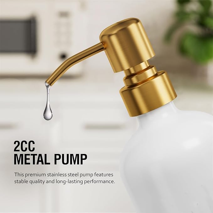 MOMEEMO Kitchen Soap Dispenser Set, Contains Dish and Hand Soap Dispenser, Suitable for Kitchen Counter Decor. (White)