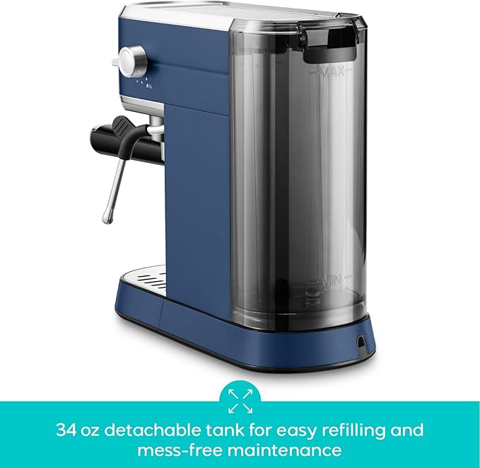 CASABREWS CM5418 Espresso Machine 20 Bar, Compact Espresso Maker with Steam Milk Frother, Stainless Steel Coffee Machine with 34oz Removable Water Tank for Cappuccino Latte, Sapphire Blue