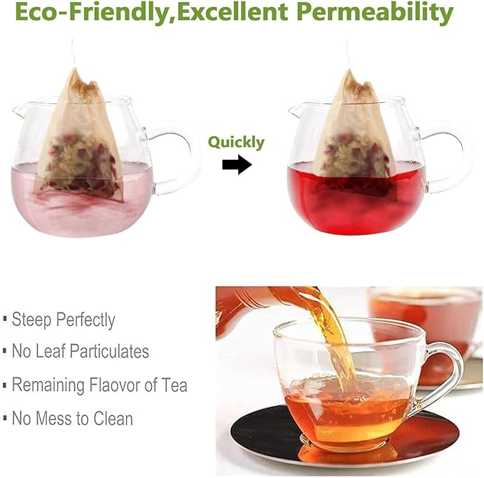 Tea Filter Bags with Free Tea Spoon, Safe & Natural Material, Disposable Tea Infuser for Loose Leaf Tea, Coffee, Spice, Herbs (200 PCS)