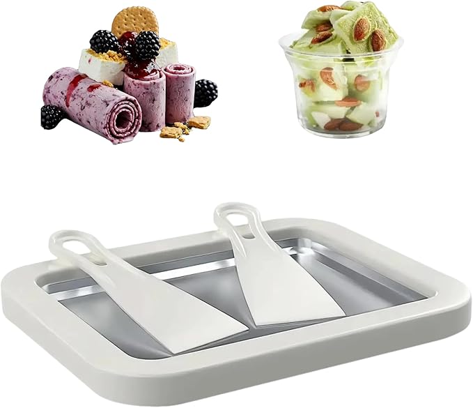 Ice Cream Roll Maker Rolled Ice Cream Machine, Sweet Spot Pan, Instant Cold Plate, Ideal for Making Rolled Ice Cream Soft Serve Slushies Frozen Yogurt Sorbet and Gelato (Milk White)