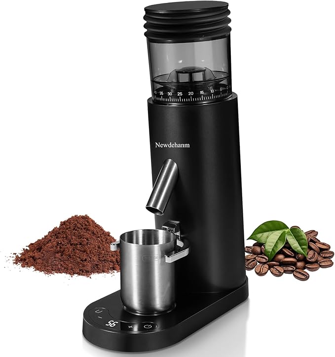 Coffee Grinder Electric, Rechargeable Cordless Stainless Steel Conical Burr Coffee Bean Grinder with Air Blower, 60 Grind Settings, Anti-Static, Compact & Quiet for Home, Office, Camping Use