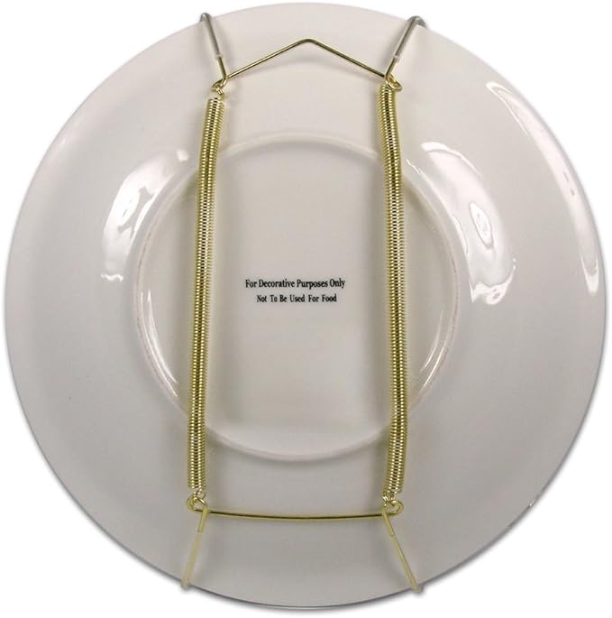 Creative Hobbies® Deluxe Plate Display Hangers, Spring Style - Assembled & Ready to Use - Holds 7 to 10 Inch Plates, Gold Wire Spring Type, Hanger Hooks & Nails Included - Pack of 3
