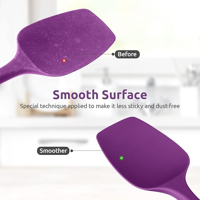 Heat Resistant Silicone Spatula Set: U-Taste 600ºF High Temp Seamless Food Grade Utensil, Flexible Rubber Silicon Kitchen Cooking Mixing Baking Scraper for Nonstick Cookware Set of 4 (Purple)