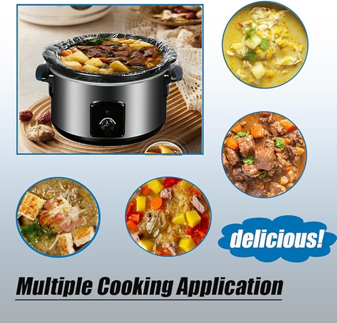 FASOZUKA Slow Cooker Liners 40×Cooking Bags Extra Large Size Disposable Pot Liners, Fit 3QT to 8QT for Slow Cooker Cooking Trays Suitable for Oval & Round Pots 13"x 21", 40 Liners