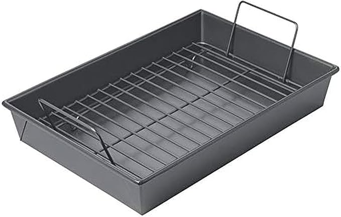Chicago Metallic Professional Non-Stick Roast Pan with Non-Stick Rack, 13-Inch-by-9-Inch