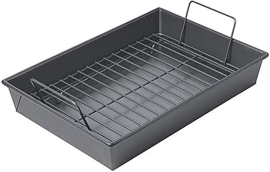 Chicago Metallic Professional Non-Stick Roast Pan with Non-Stick Rack, 13-Inch-by-9-Inch