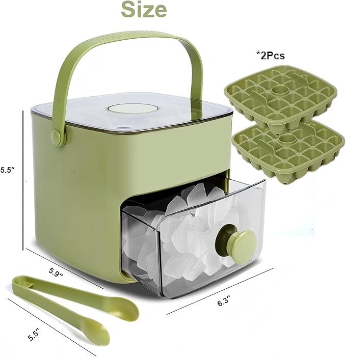 2 Pcs Ice Cube Tray with Lid & Bin