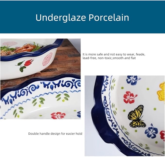 Pie Pans, 11 Inches Ceramic Quiche Pans, Round Pie Tins for Pie, Pizza, Cake, Dinner, Banquet,Oven Safe