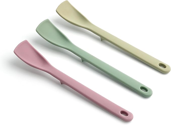 Platinum Silicone Mini Spatula Set, 3-Piece Spoonula & Jar Scraper, Perfect Scraping for Baking, Mixing & Stir Fry, Nonstick-Safe, Sit-Up Design, Food Grade, Made in Korea