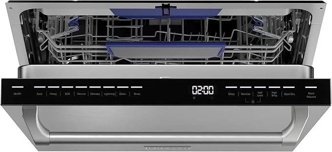 Empava 24 Inch Dishwasher Built in, 15 Place Settings, Triple Spray Arms, Dual-Dry System, Stainless Steel Interior, 45 dB Ultra Quiet, Energy Star Certified