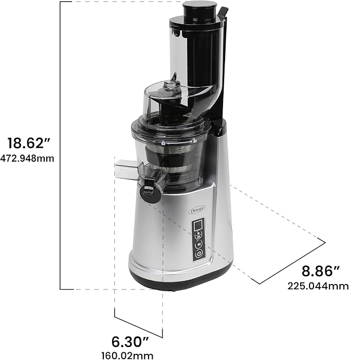 Omega Wide Mouth Juicer Compact Vertical Cold Press Vegetable and Fruit Juice Extractor with 3-Inch Hopper 2-Speed Slow Juicing with Space Saving Design, 120-Watts, Black