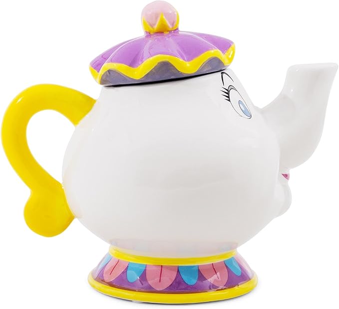 Silver Buffalo Disney Beauty and the Beast Mrs. Potts Teapot 3D Sculpted Ceramic Cookie Snack Candy Jar (Small)