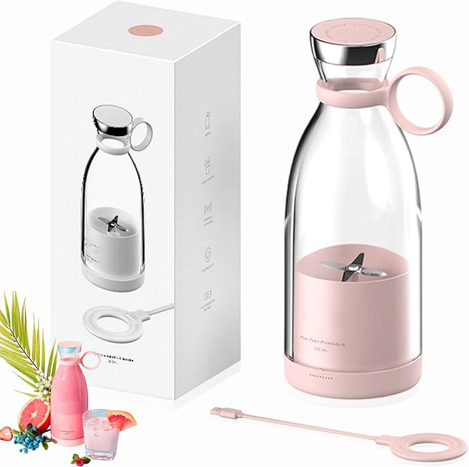 Portable Blender for Smoothies, Personal Small Smoothie Blender with 11.83 Oz/350ml for Shakes and Smoothies, Durable Stainless Steel Blades, Magnetic Charging, Convenient (Pink)