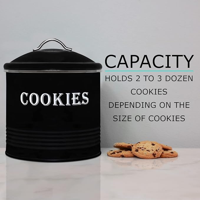 Blue Donuts Vintage Cookie Tin - Airtight Jar Containers, Kitchen Counter, Large Size, Gift Giving