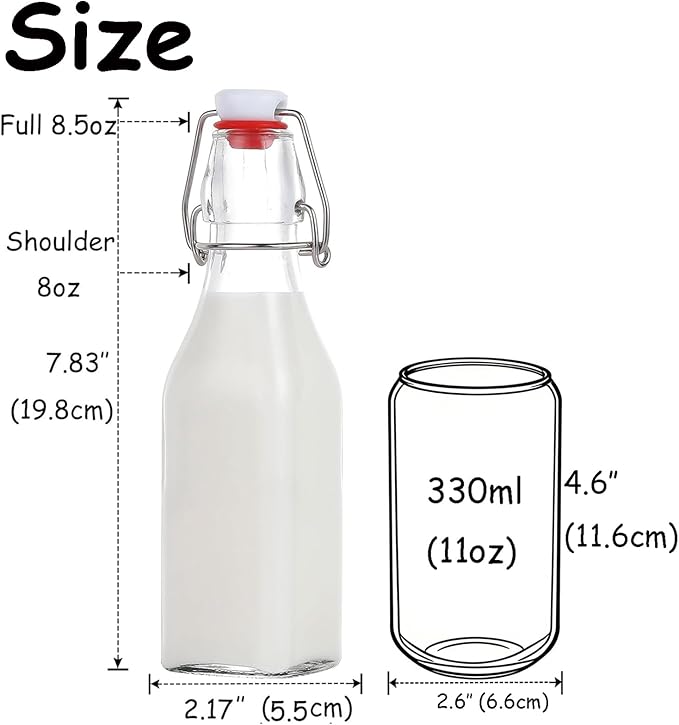 ZEBEIYU Swing Top Glass Bottles 8 oz with Airtight Lids for Home Brewing, Kombucha, Kefir, Vanilla Extract, Beer, Oil, Vinegar, Homemade Juices, Water,Soda Set of 9