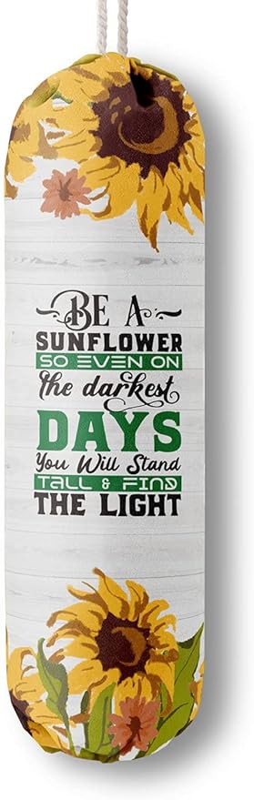 Sunflower Grocery Bags Holder Organizer - Wall Mount Plastic Bags Storage Container Dispenser - Gift for Women, Mother, Grandmother, Friend