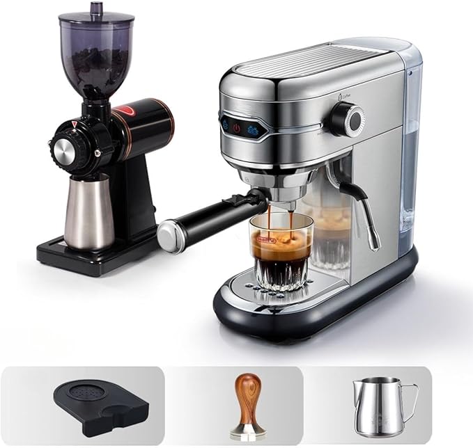 Semi-auto Stainless Steel Household Coffee Machine 19 Capsules Superfine Capsule Powder Coffee Machine Cappuccino and Espresso H11 (Color : H11G1Jug Mat Tamper, Size : CHINA_UK)