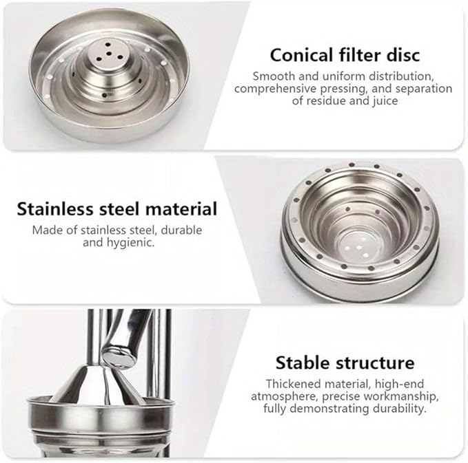 Cast Iron Juicer Hand Press, Stainless Steel Manual Juicer Hand Press, Lemon Juicer Squeezer, Heavy Duty Hand Press Juice Extractor for Fresh Lemonade Orange Juice, Easy to Use