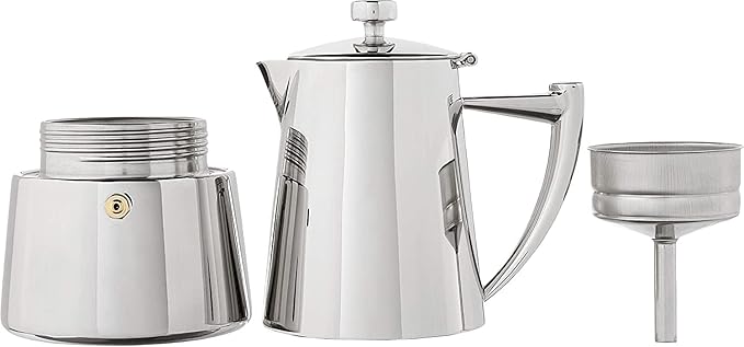 Cuisinox Roma Stovetop Espresso Maker COF-10R, Stainless Steel Coffee Percolator Stovetop, Heat-Resistant & Non-Reactive, 10-Cup Italian Espresso Maker Easy to Clean, Durable Stove Top Percolator