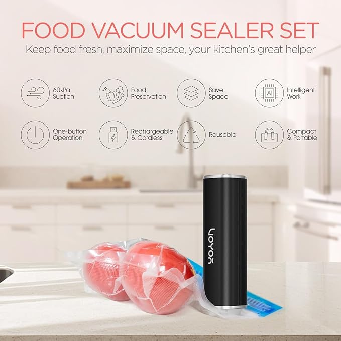 VOYOR Handheld Vacuum Sealer Portable & Cordless Vacuum Sealer - Vacuum Sealer Bags for Food 21 PCS