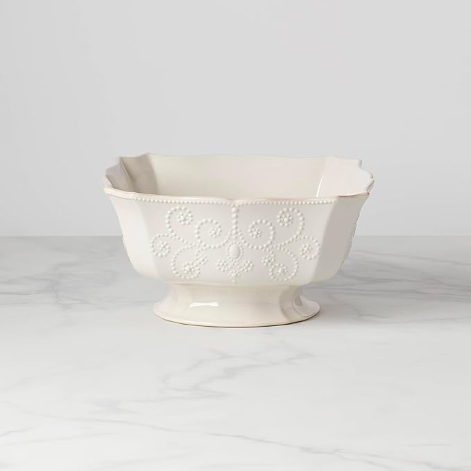 Lenox French Perle Footed Centerpiece Bowl, White -
