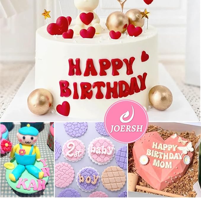 JOERSH 4PCS Silicone Letter Molds, Non-Stick 26 Letters and 0-9 Numbers Fondant Chocolate Molds for Dessert Cake Decorating, Cupcake Topper, Candy