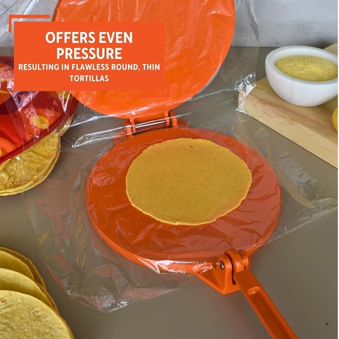 IMUSA USA Aluminum Tortilla Press 8-Inch, Orange
