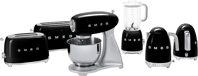 SMEG 2 Slice Toaster with 6 Presets and Defrost Function and Removable Crumb Tray (Black)