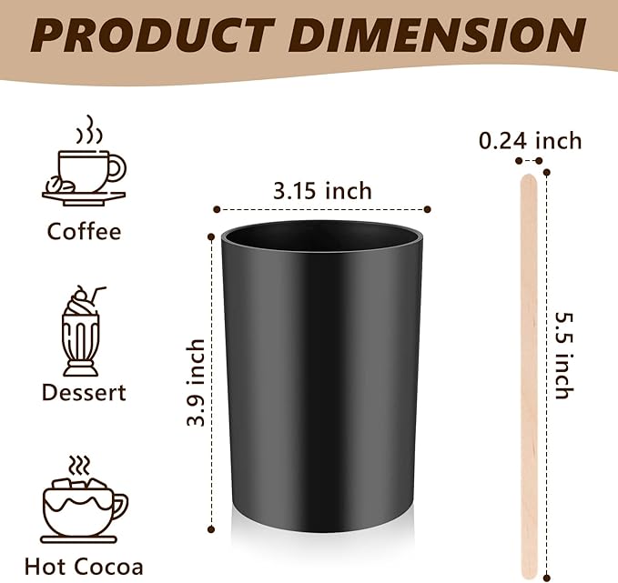 200 PCS Coffee Stirrer and Holder Set Wooden Coffee Stir Sticks 5.5 Inch Disposable Drink Stirrers Beverage Stirrer Sticks for Coffee (Wood & Black, 5.5 Inch Coffee Stirrers)