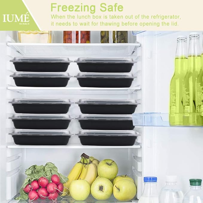 Reusable Food Prep Containers, 50-Pack 24 OZ Plastic Containers with Lids For Meal Food Prepping - Durable Food Storage Containers Lunch Boxes- Stackable, Meal Dishwasher Safe