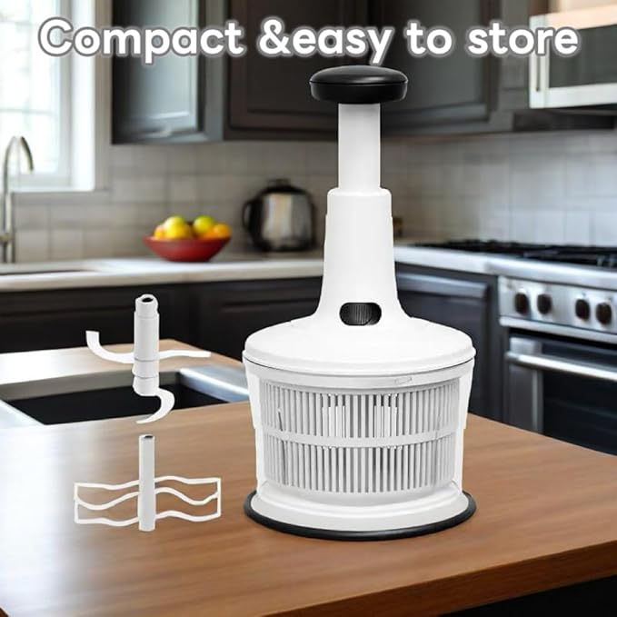 Manual Food Processor -Salsa Maker Hand Chopper Blender As Seen On TV- Meat Masher Mincer-Salad Spinner -Onion Chopper & Dicer for Baby Food, Salad, Herbs, Garlic,BPA Free(Large)