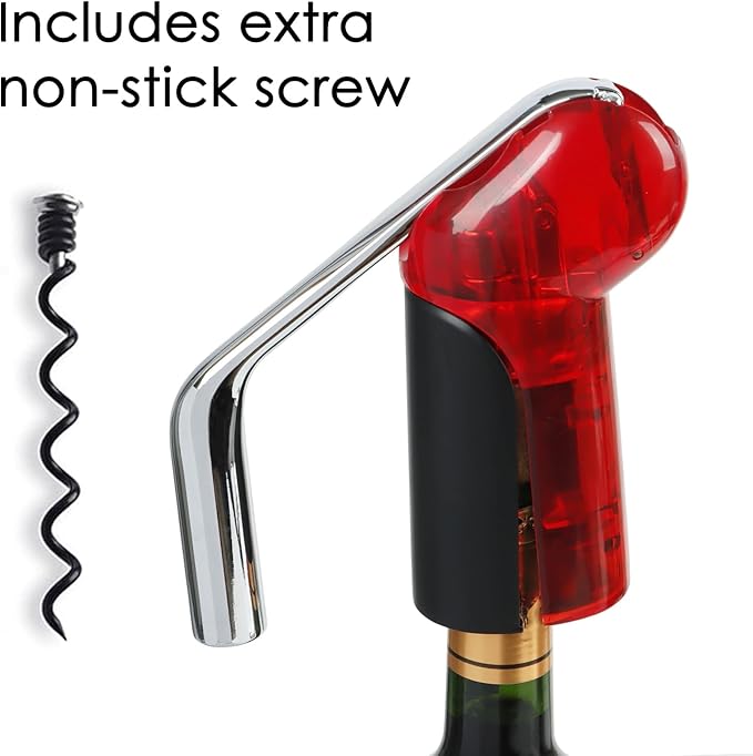 KAYCROWN Wine Bottle Opener - Vertical Lever Corkscrew Wine Opener - Clear and Red, 7.16in * 2.28in * 7.4in