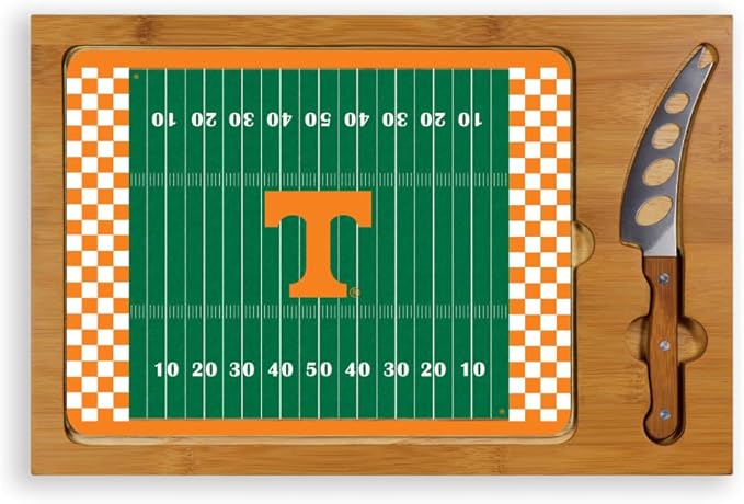 PICNIC TIME NCAA Icon Glass Top Cutting Board & Knife Set, Cheese Boards Charcuterie Boards, Serving Platter, (Parawood & Bamboo)