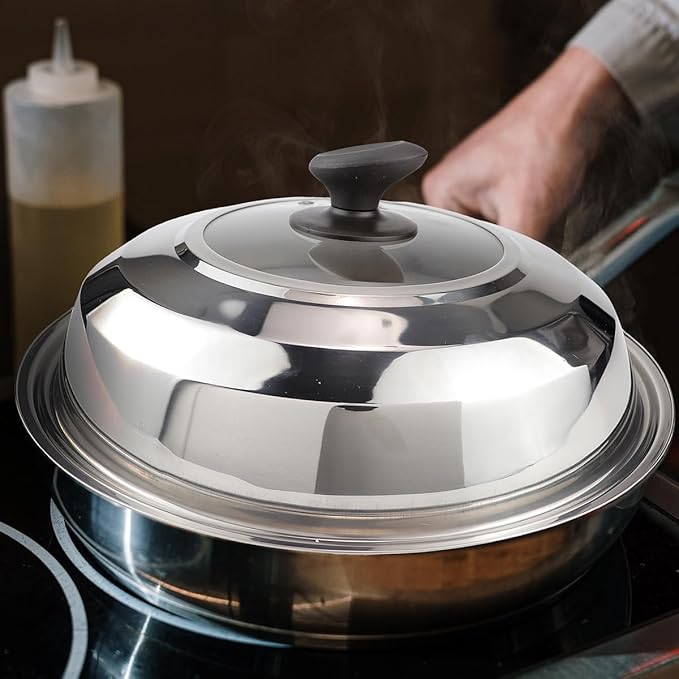 14 Inch Glass Lid with Handle Tempered Glass Replacement Cover Fry Pan Lid Skillet Lid Cooking Lid for Skillets, Round Cast Iron, Cast Aluminium, Stainless Steel Pans（36cm）