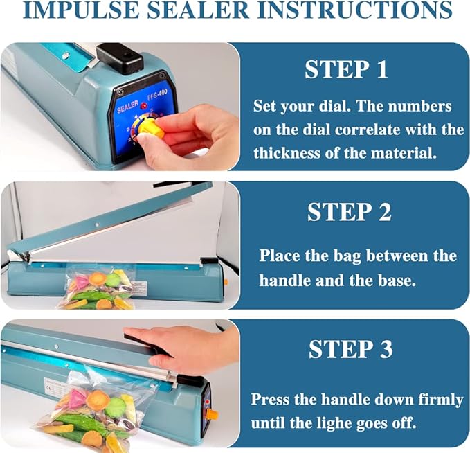 Impulse Heat Sealer 12 Inch 5mm Mylar Bag Sealer Heat Seal Machine, 110v Manual Heat Sealer for Plastic/Poly/Cookie Bags, 8 Replacement Parts & Teflon Cloth Strip(2 Round Cutter Lines Included)