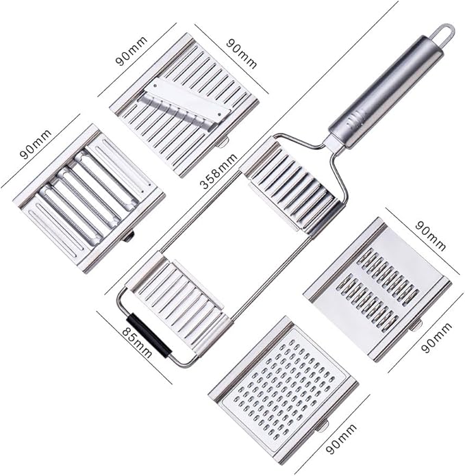 Handheld Food Grater,Professional Zester Slicing Set with 4 Interchangeable Blades for Lime,Cheese,Garlic,Ginger,Chocolate,Vegetable,Fruits