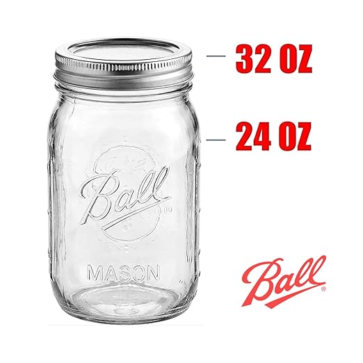 Ball Regular Mouth 32-Ounces Mason Jar with Lids and Bands, Clear,(Pack Of 2)