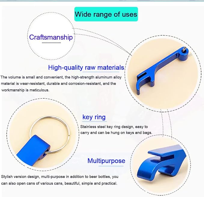 200pc Colored Aluminum Bottle Opener Keychain, Claw Beverage Opener for Kitchen/Wedding/Bar/Party