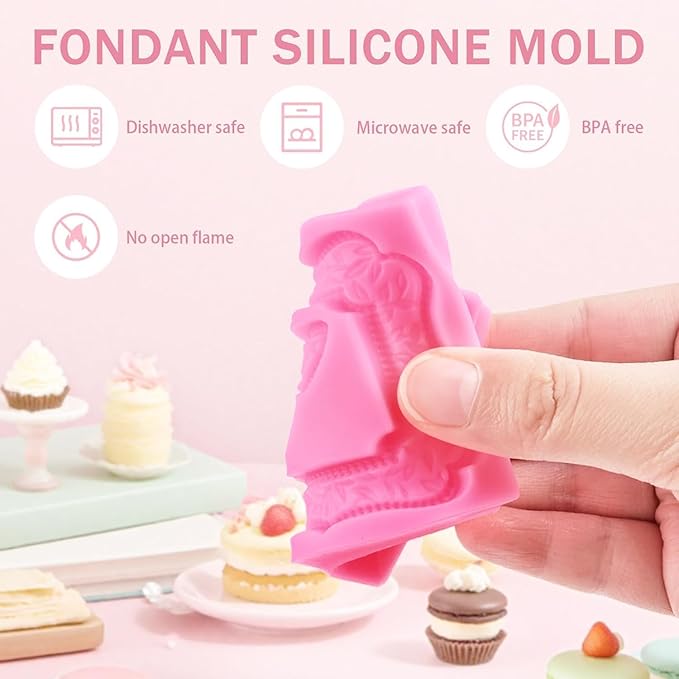 6 PCS Photo Frame Silicone Molds Frame Chocolate Silicone Molds Vintage Style Picture Frame Moulds for Cake Decorating Cupcake Topper Chocolate Candy Polymer Clay