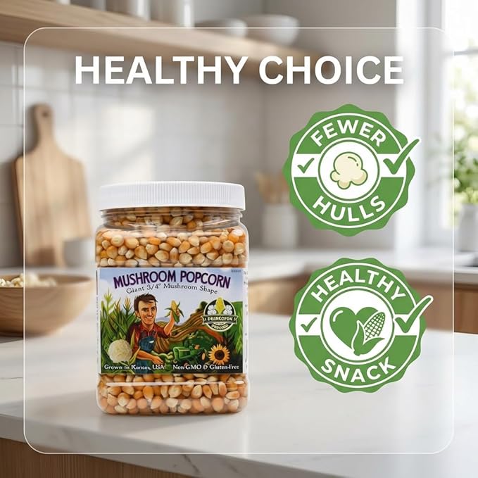 Princeton Popcorn Signature Easy Pop™ Mushroom Popcorn Kernels – New 2026 Ultra-Premium Variety, Pops Large & Round, Easy-Popping with Fewer Hulls, Non-GMO, No Glyphosate, Farmer-Direct, Made in USA (32 oz)