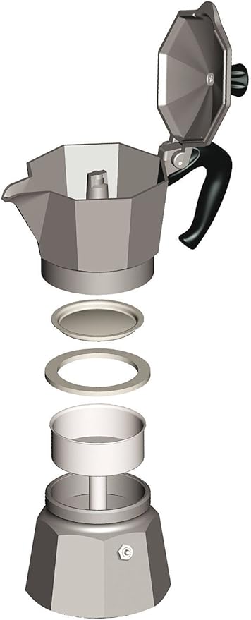 Bialetti - Moka Express: Iconic Stovetop Espresso Maker, Makes Real Italian Coffee, Moka Pot 3 Cups (4.3 Oz - 130 Ml), Aluminium, Silver
